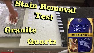 Stains on Granite and Quartz: Granite Gold Cleaner Test. How to Remove.