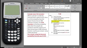 Binomial probability using TI 84 Example 2nd way