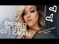 EMERALD GLITTER CUT CREASE | GRWM Using Huda Beauty Emerald Obsessions