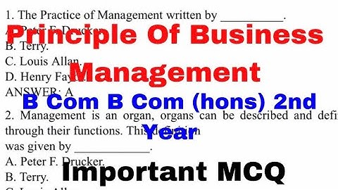 Principle Of Business Management Important MCQ B Com 2nd Year 2023-24