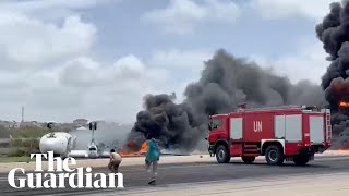 Firefighters rush to douse flames after Mogadishu plane crash lands