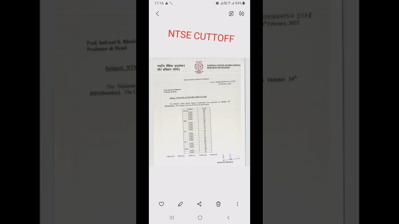 NTSE STAGE2 CUTTOFF | Ntse stage2 result 2021-22 