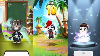 My Talking Angela Level 10 Vs My Talking Tom Level 7 My Talking Hank Level 10 Old Version Gameplay