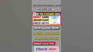 Up Polytechnic Admit Card 2024 | Jeecup Admit Card 2024 | Up Polytechnic Exam Date #jeecup_update