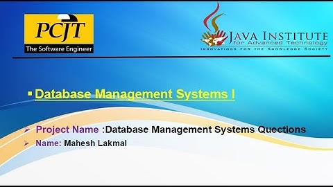 Question Set 21| Database Management System | Java Institute