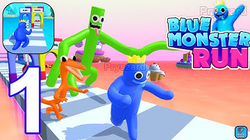 Blue Monster Run - Gameplay Walkthrough Part 1 Tutorial Levels 1-8 Rainbow Friends Blue Run (Android