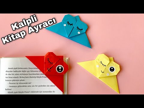 Kağıttan Kitap Ayracı Yapımı - Origami Kitap Ayracı Yapımı - Kalpli Kitap Ayracı Yapımı