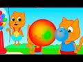 Cats Family in English - Gumball Machine inflates balloons Cartoon for Kids