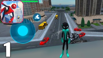 Spider Stickman Rope Hero - Gameplay Walkthrough Part 1 All Levels (Android & iOS)