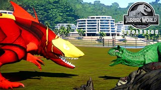 Special Fighting! Super hero Megalodon vs Tyrannosaurus rex vs Carnotaurus Jurassic world evolution