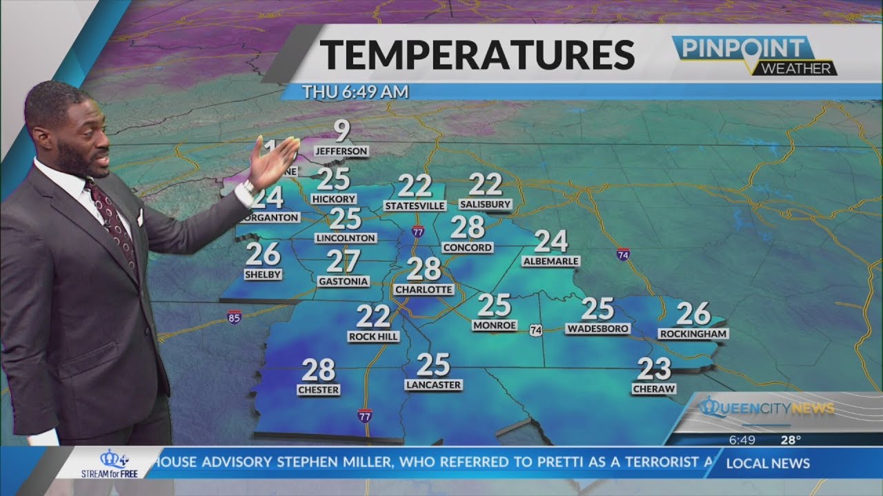 Cold Thursday in Charlotte, snow expected for weekend - YouTube