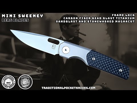 BergBlades: Mini Sweeney - Carbon Fiber Bead Blast Titanium Sandblast and Stonewashed Magnacut