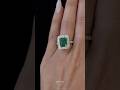 3.49CT Natural Green Emerald Engagement ring with 1.89CT Marquise, Baguette and Round side-stones