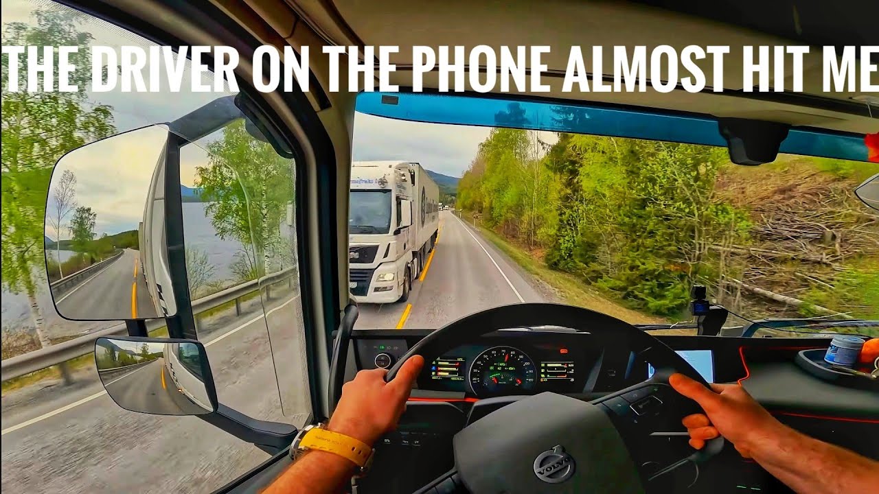 POV Truck Driving Volvo FH540 Trip to Bergen part 2/11 Mjondalen-Gulsvik NEAR MISS!!!