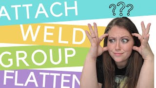 What's the difference between Group, Attach, Weld, and Flatten in Cricut Design Space