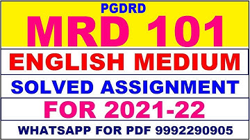 MRD 101 (PGDRD) Solved Assignment 2021-22 in ENGLISH | MRD 101 Solved Assignment 2021-22