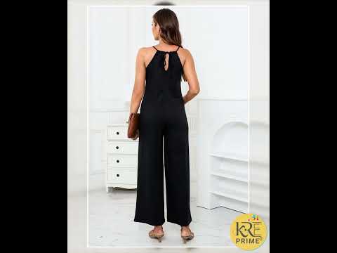 KRE Prime Women Scoop Neck Wide Leg Jumpsuit With Pockets