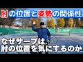 【肘の位置】と【姿勢】がサーブに与える影響