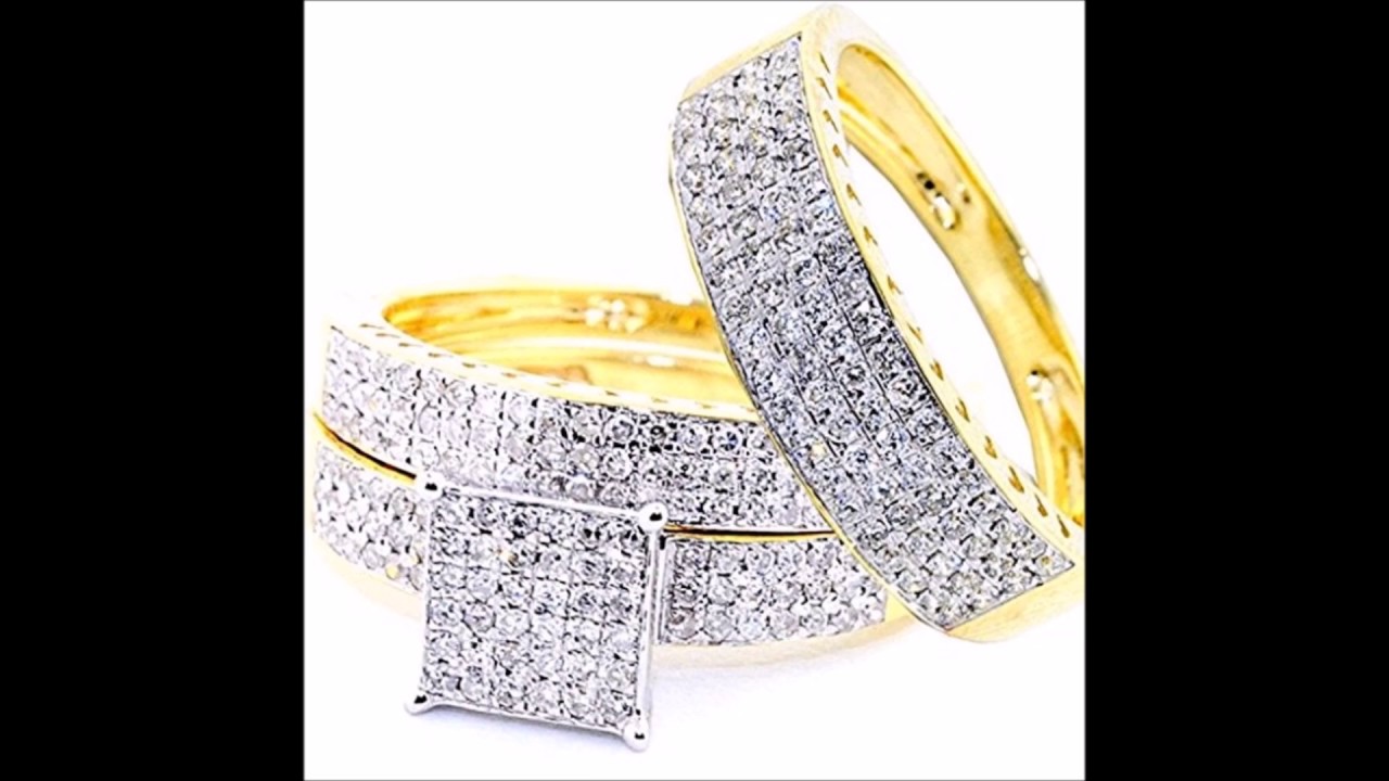 Trio Ring Sets Diamond Wedding Rings - YouTube