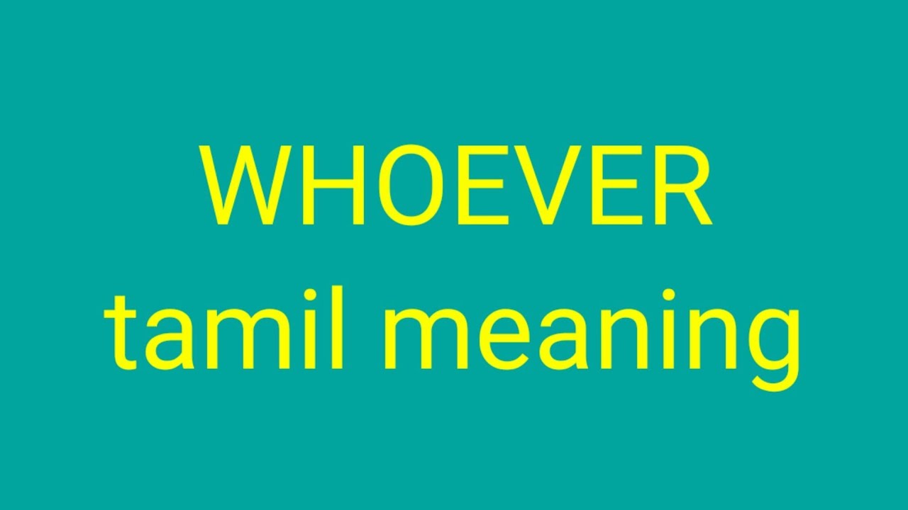 WHOEVER tamil meaning/sasikumar - YouTube
