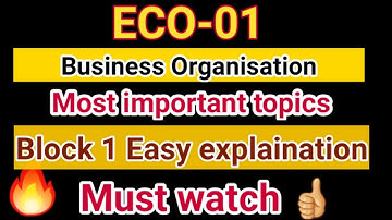 Eco 01 Most Important Questions and Tips| Block 1 |Business Organisation | Eco 01