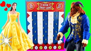 Beauty and The Beast Movie Disk Drop Game! Belle, Beast, Lumiere & Gaston Learn Colors!