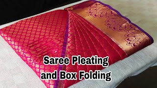 Saree pre-pleating &Box folding full video🥻/ Pattu saree #saree #video #trending #beauty screenshot 2