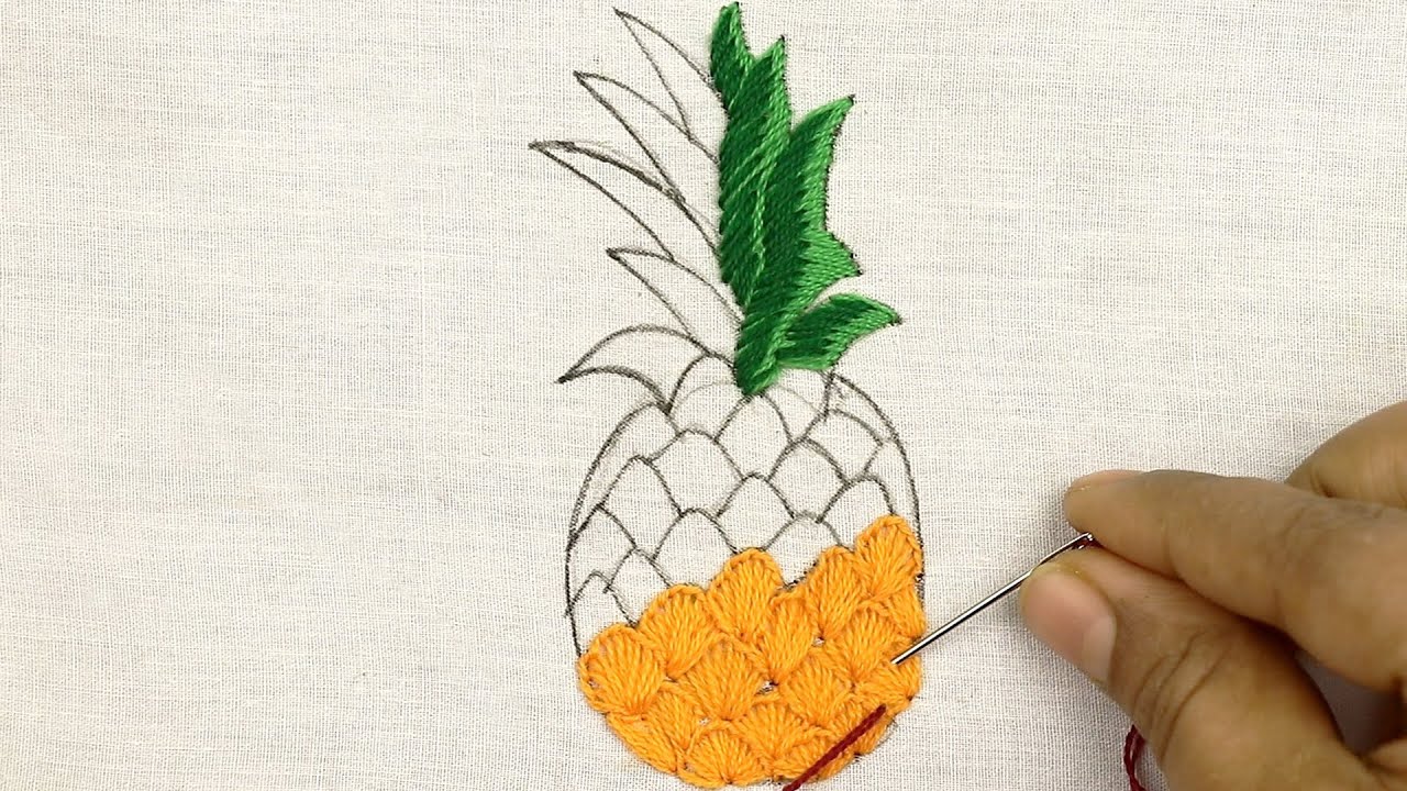 Fruit Ninja Pineapple machine embroidery design fill stitch 