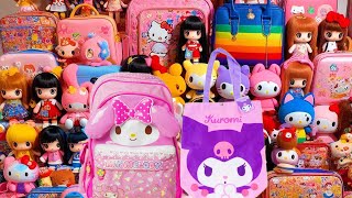 unboxing mystery box with prizes Kuromi tote bag, My Melody backpack and other Sanrio characters