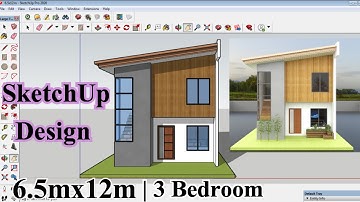 6.5mx12m Modern 2 Storey House Design in SketchUp | 3 Bedroom | 78sqm