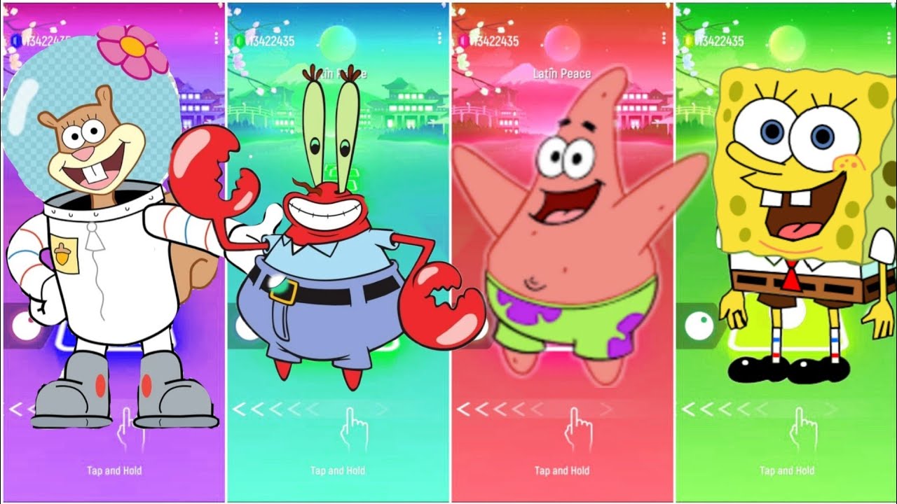 Sandy Cheeks Exe 🆚 Plankton Exe 🆚 Spongebob Exe 🆚 Spongebob 🎶 Tiles Hop 