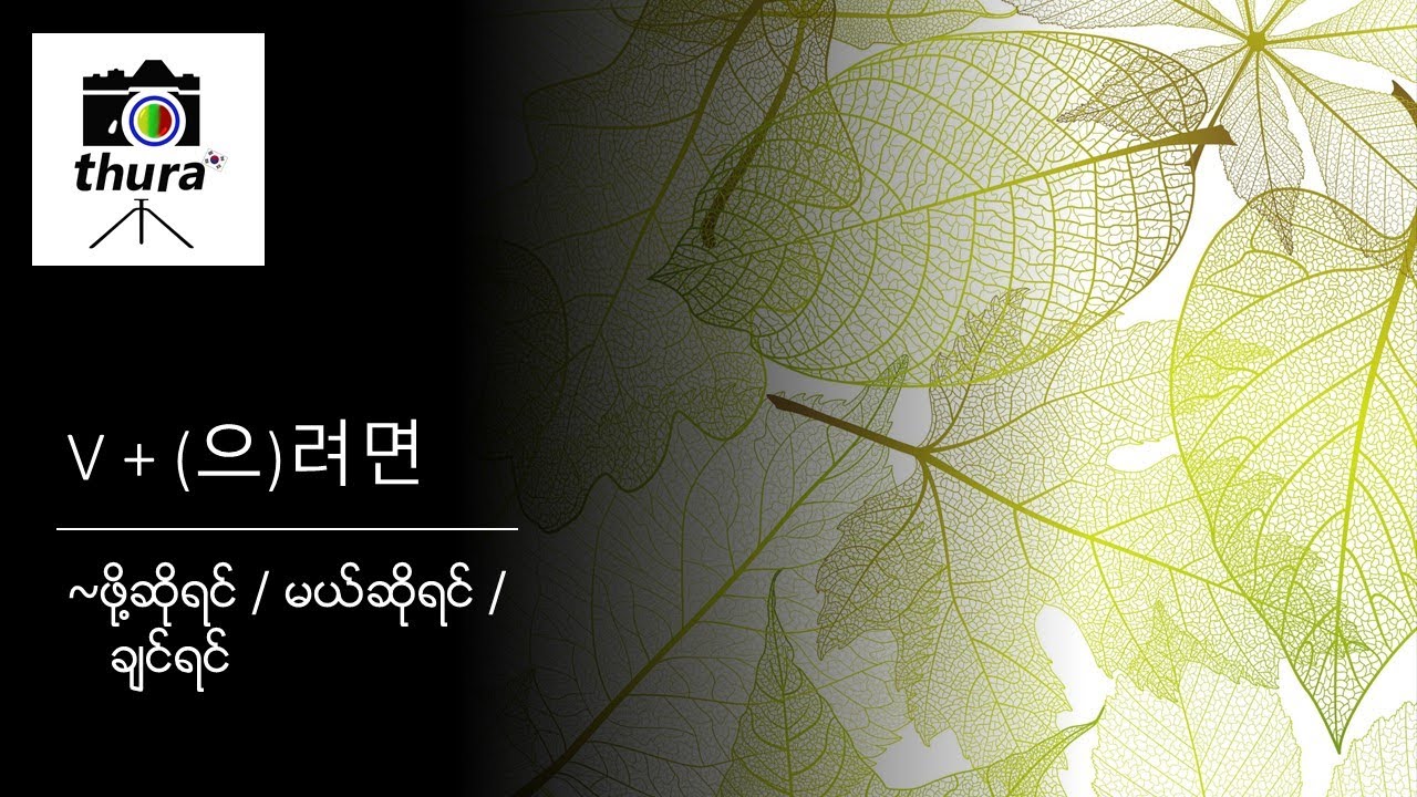 ( Day 96 ) V + (으)려면 =  ~ဖို့ဆိုရင် / မယ်ဆိုရင် / ချင်ရင်