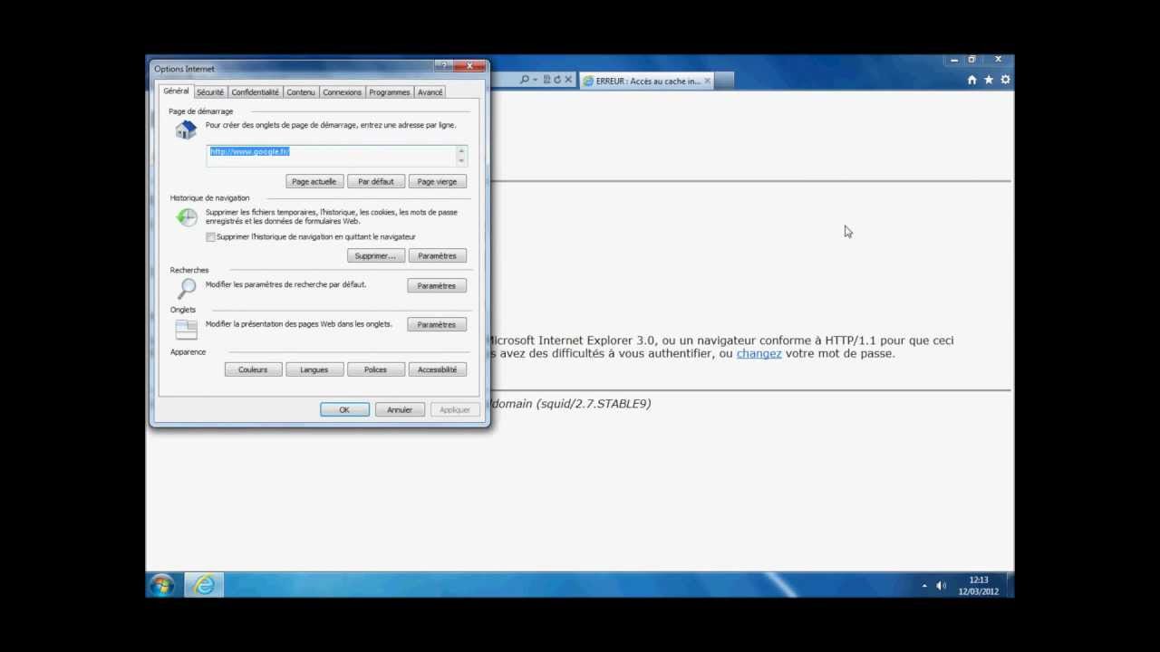 Configuration Proxy - Internet Explorer
