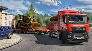 Heavy Machinery Through Undiscovered Mountain Roads of Bulgaria | MAN TGX Rigid Trailer | #ets2