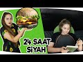 24 SAAT BOYUNCA HER ŞEY SİYAH!!! Evde Siyah Hamburger Yaptık!