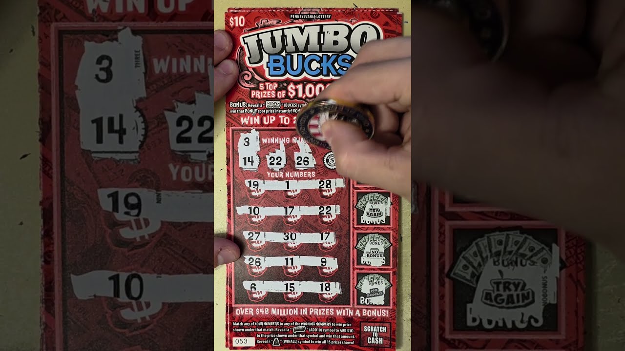5 MATCHS! JUMBO BUCKS! PA LOTTERY $10 SCRATCH OFF TICKET WINNER CASH MONEY! #scratch #lottery #win