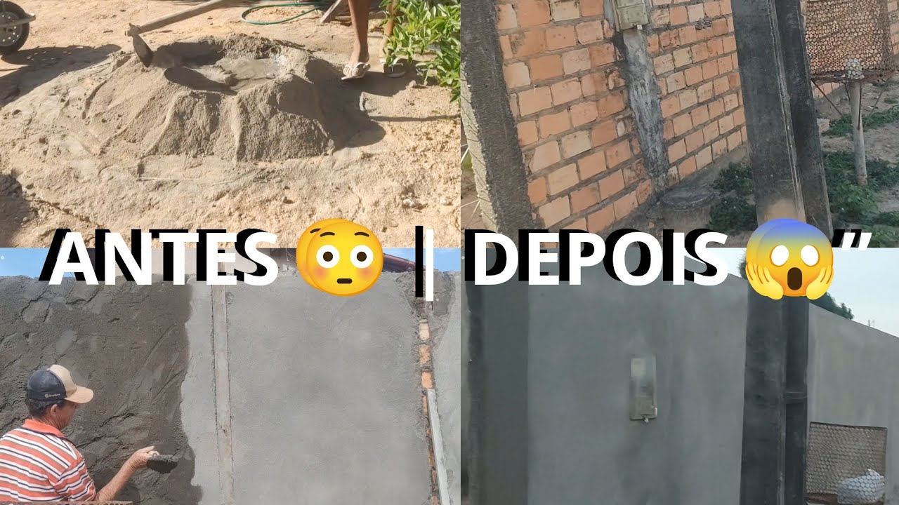 Rebocando o muro da minha casa antes e depois😍