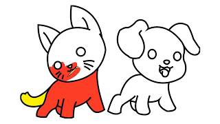 Dog and Cat Coloring Pages