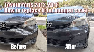 How to replace Toyota Yaris 2012-2018 bumper cover. - YouTube