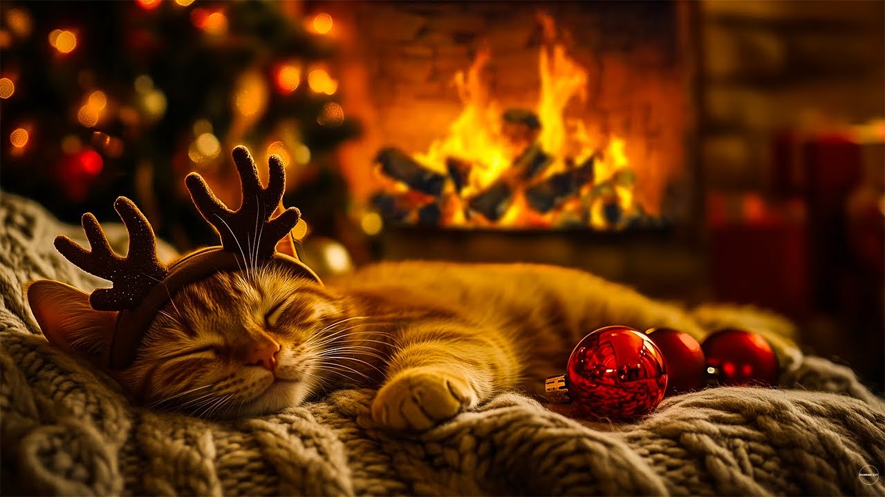 Dreamy Sleepscape 🔥 Cat Purr & Fireplace Sounds to Calm the Mind and Sleep Deeply | No Ads