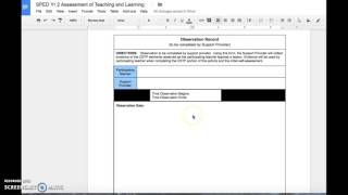 Sped Year 2 Assessment of Teaching and Learning