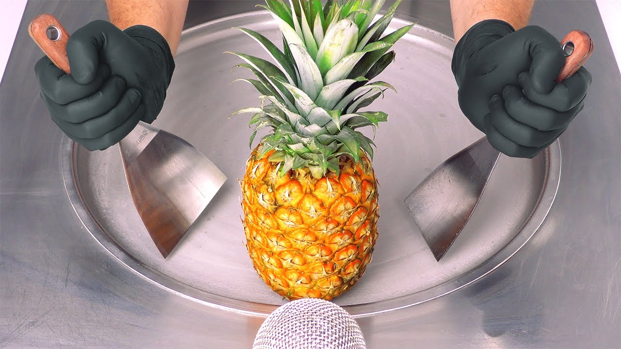 Oddly satisfying Food Video Pineapple Ice Cream Rolls how to make