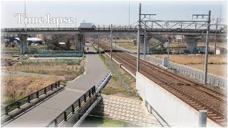 【タイムラプス動画 】名鉄 犬山線 柏森駅 南側の様子 平日 12:30～15:00