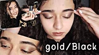 مكياج ذهبى واسود❤️ black/gold make up