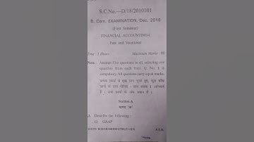 Bcom 1st semester FInancial Acoounting question paper cblu university dec 2018