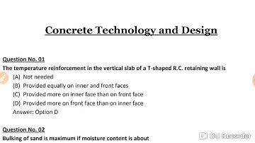 CONCRETE AND RCC DESIGN MCQ QUESTIONS FOR ANY CIVIL ENGINEERING EXAMS LIKE DFCCIL,RRB,SSC. (PART 1)