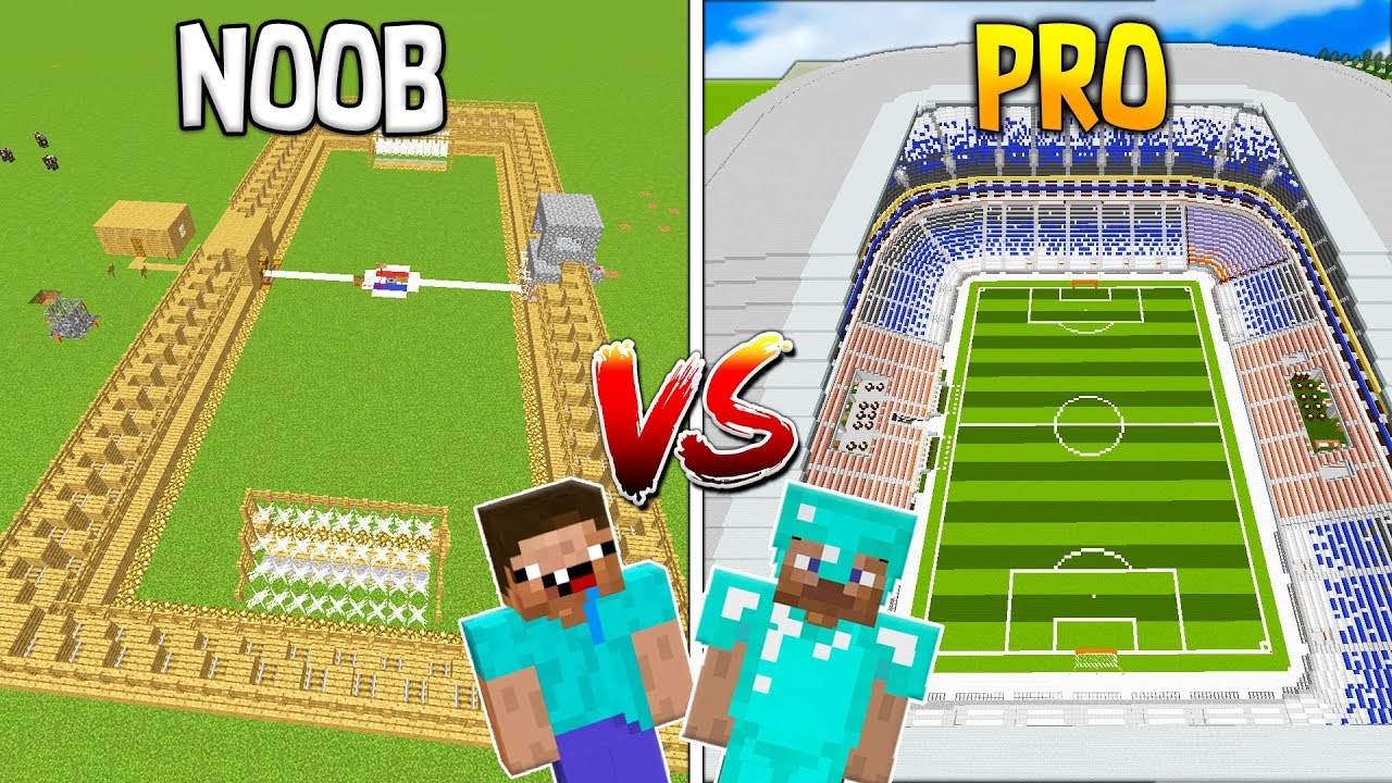 MINECRAFT NOOB VS PRO: ESTADIO DE FÚTBOL en Minecraft!