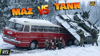 Müharibənin Ortasında Qalan Neve və Baba | Retro MAZ ilə Tankdan Qaçış! | Bölüm 20 | BeamNg Driver