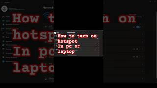 How to turn on hotspot in pc or laptop #hotspot #howto #animation #pcsettings #windows