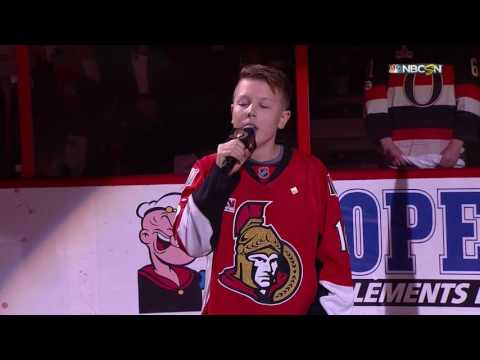 Brenden MacGowan sings National Anthems at Canadian Tire Centre